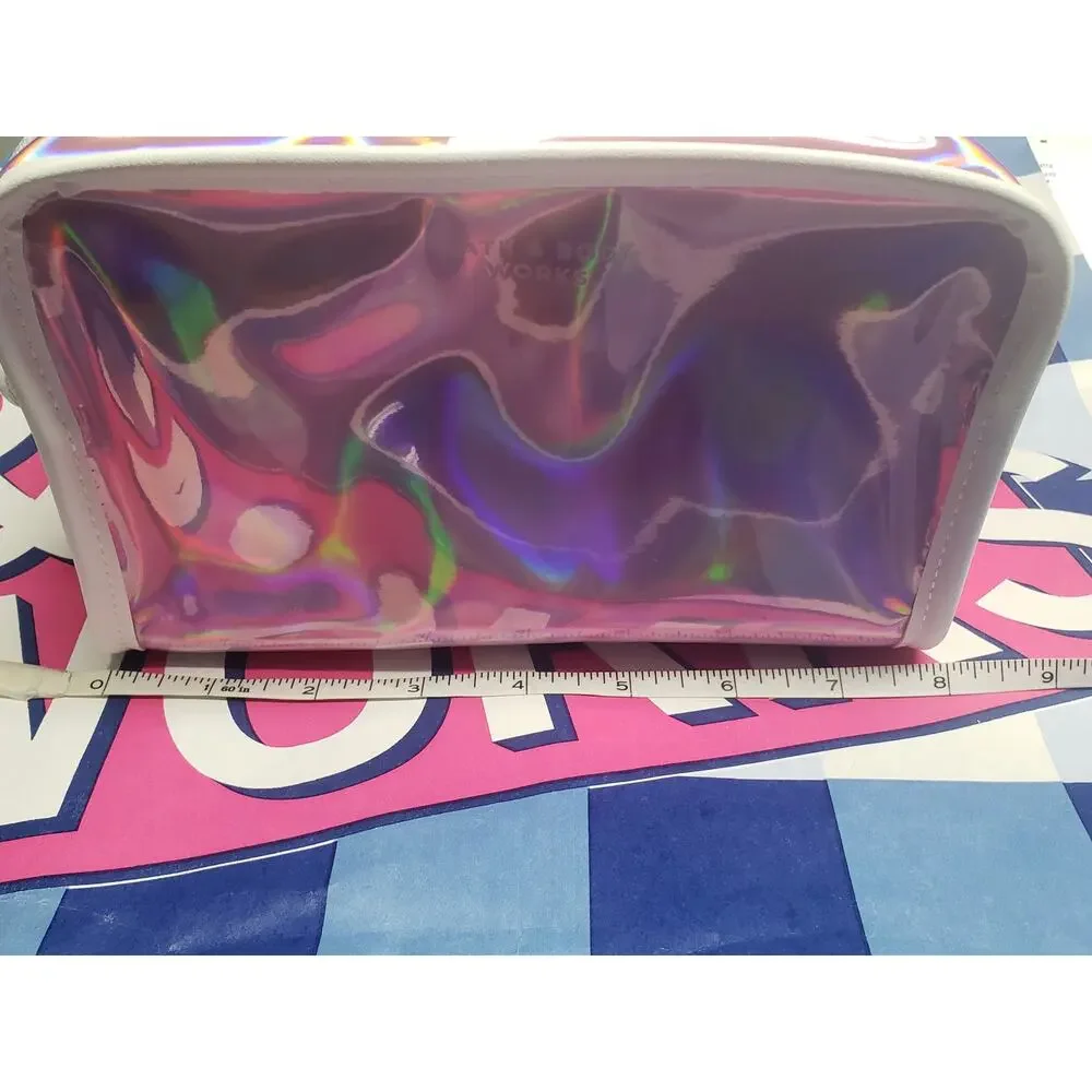BBW Pink Iridescent Prismatic Zipper Cosmetic Overnight Travel Compact Bag